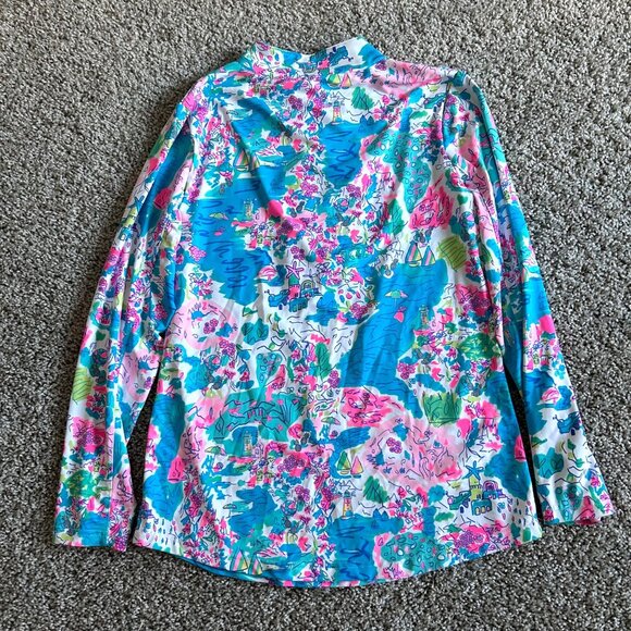 Lulu B Womens Sz XS Quarter-Zip Pullover Multicolor Print Long Sleeve Top - Picture 8 of 9